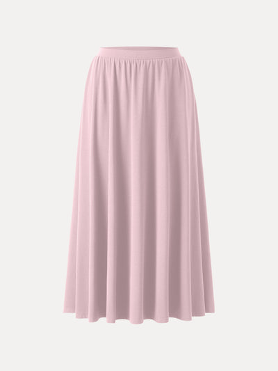 OGLmove Stretch Cotton Maxi Umbrella Skirt with Pockets Light Pink XS