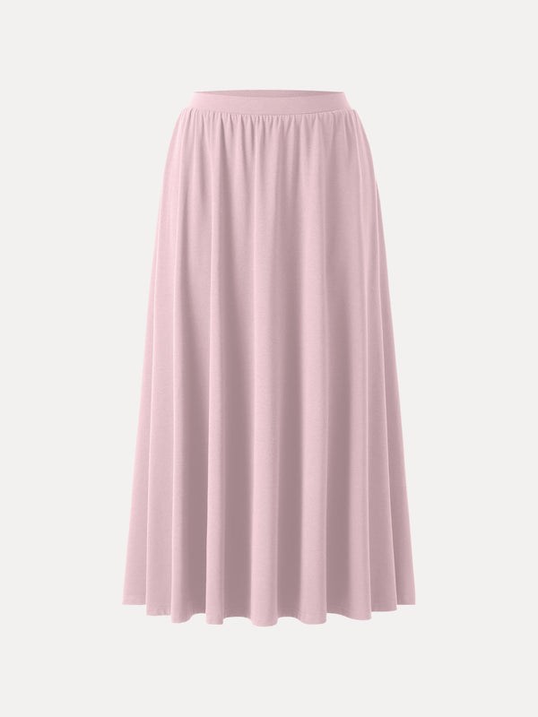OGLmove Stretch Cotton Maxi Umbrella Skirt with Pockets Light Pink XS