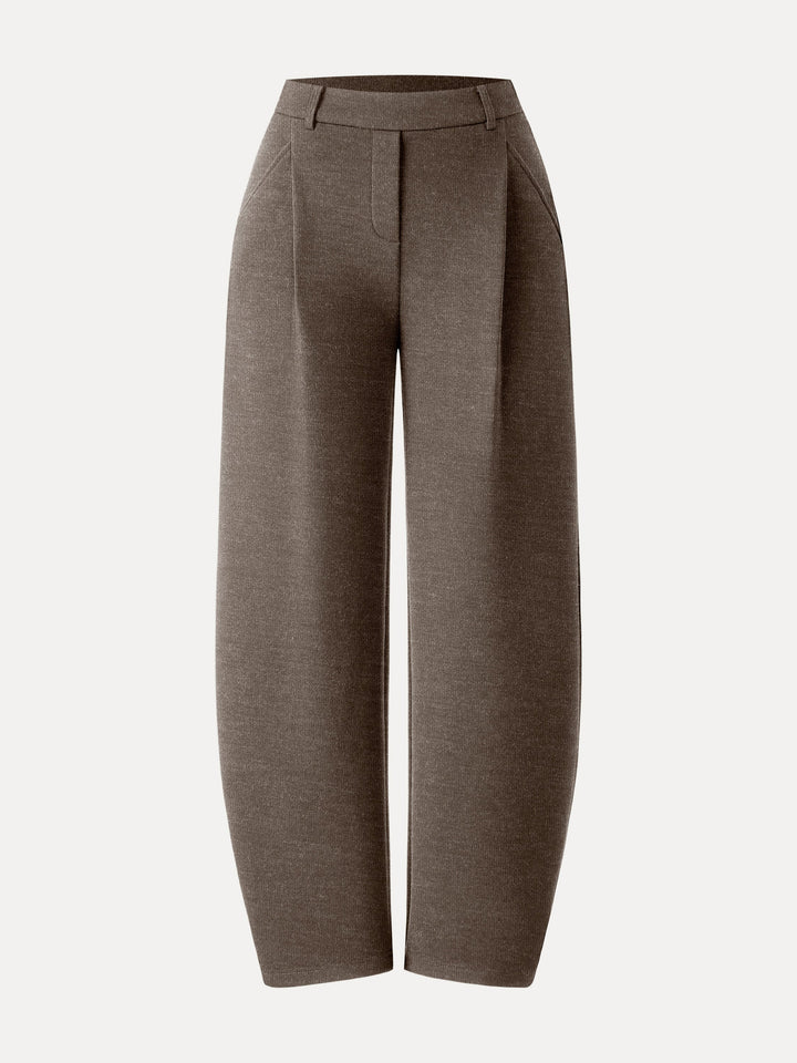 Cozy Knit Mid Rise Barrel Leg Pull-on Pants