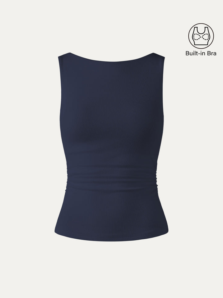 Elastic Open Back Brami Tank Navy XS