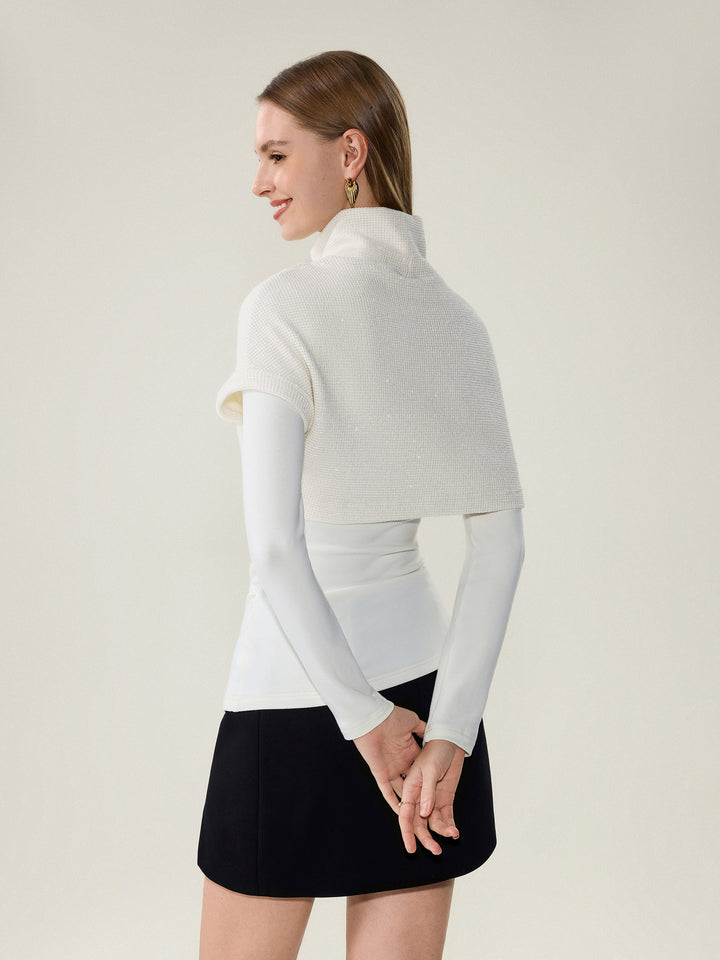 Shimmering Turtleneck Cap with Boatneck Brami