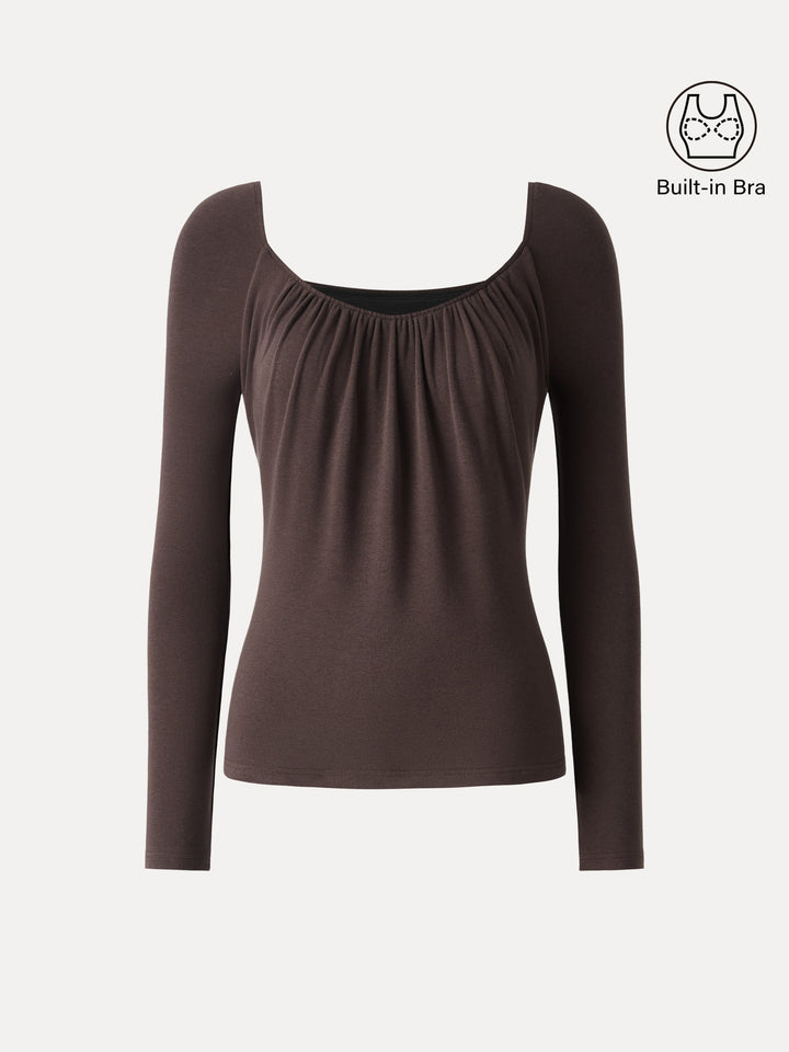 ProWarm Ruched Scoop Neck Long Sleeve Brami