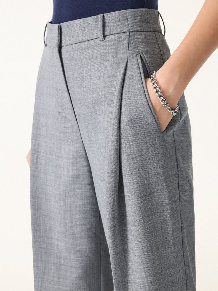 4-Way Stretch Mid Rise Cropped Tapered Trousers with Pockets