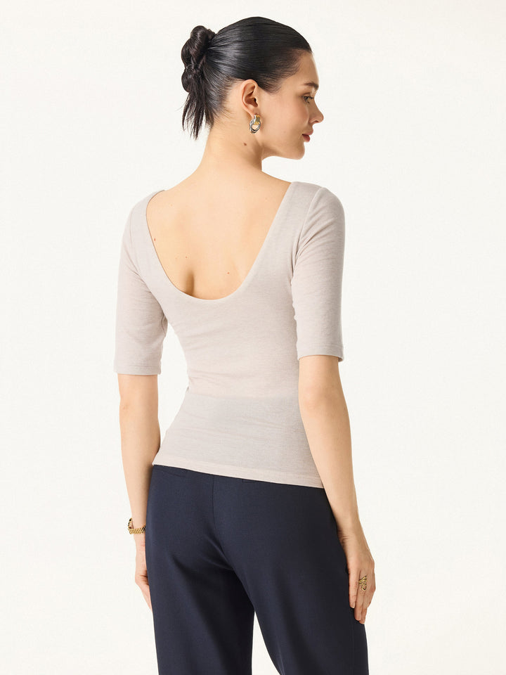 Essential Lyocell Cashmere Boatneck Elbow Length Sleeve Brami