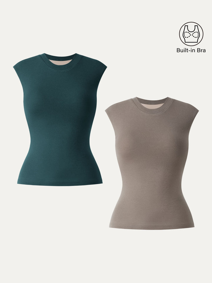 Lyocell Cashmere Crew Neck Wide Shoulder Brami Calactic Stream/Dark Beaver XS
