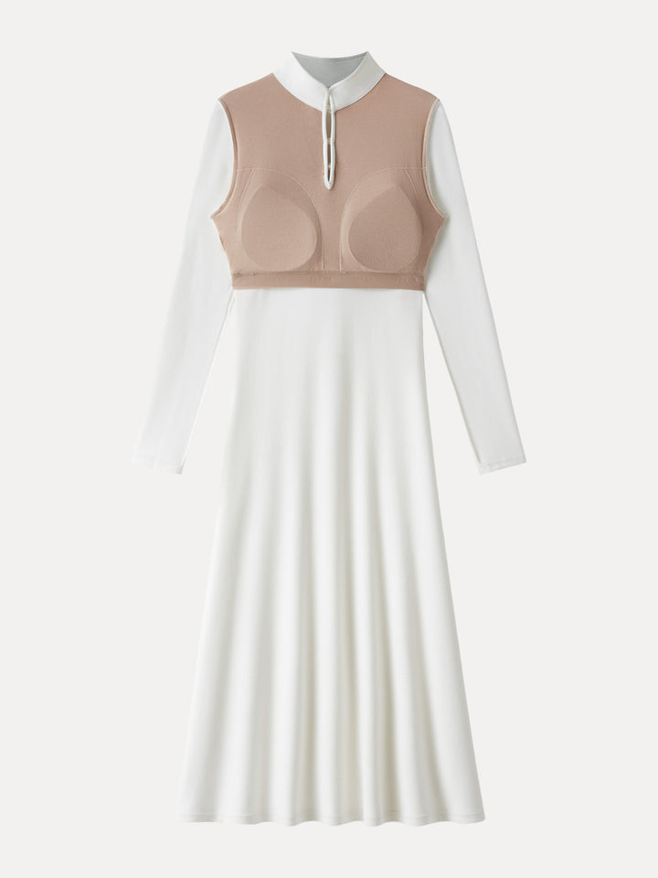 Mandarin Collar Frog Button Midi Brami Dress