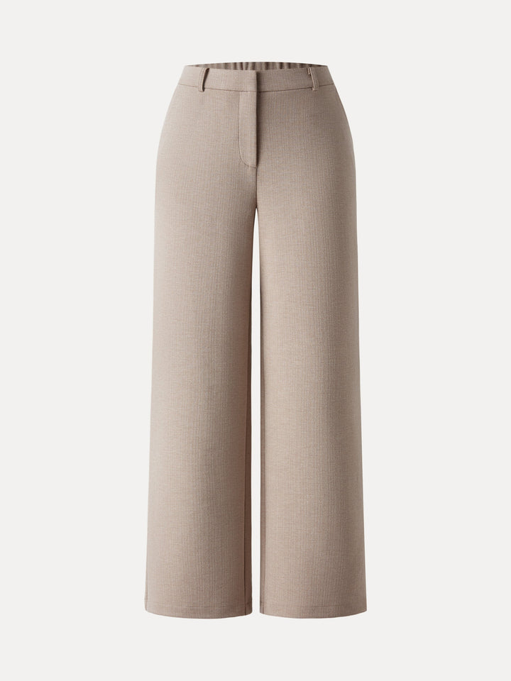 Herringbone Mid Rise Straight Leg Pants with Pockets Petite Cereal