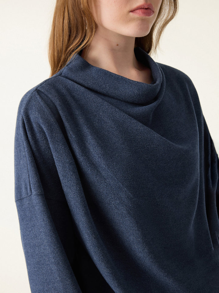 Cozy Relaxed Mockneck Top with Banded Hem
