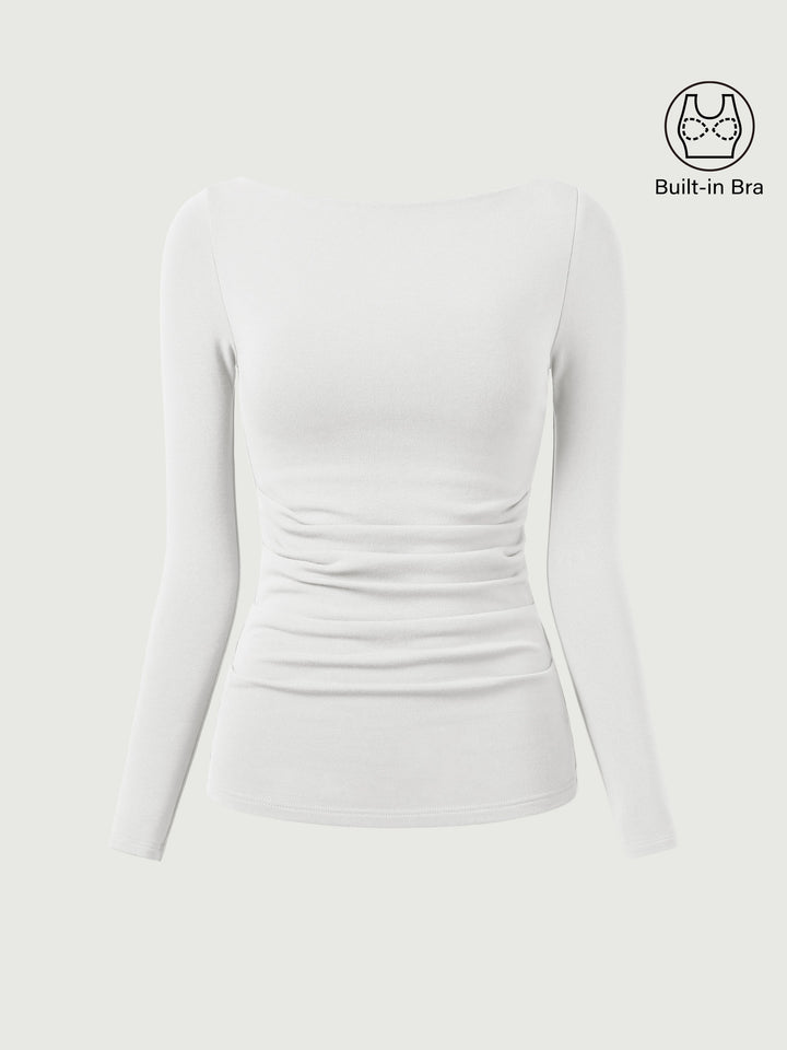 Boatneck Tucks Brami Top White XS
