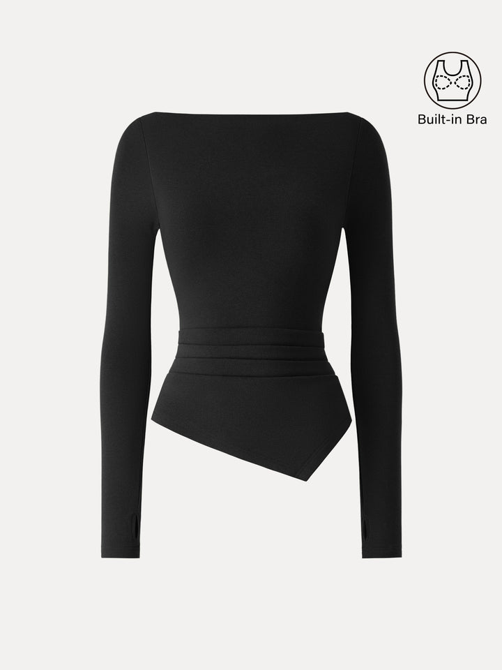 ProWarm Boatneck Side Tucks Asymmetrical Brami Black XS