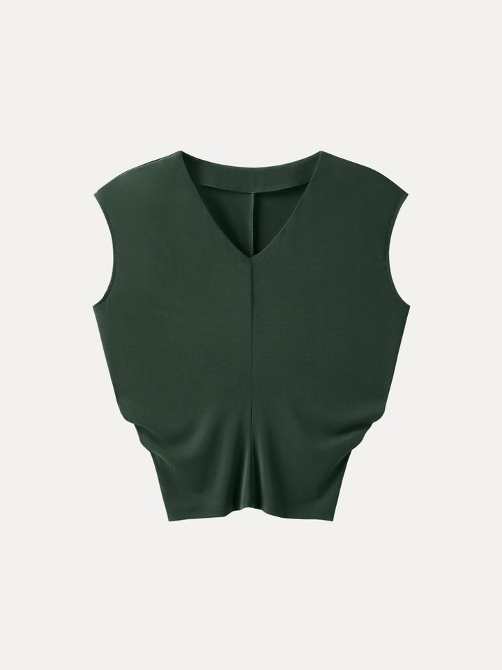 Sandwashed Crewneck Cap Sleeve Top