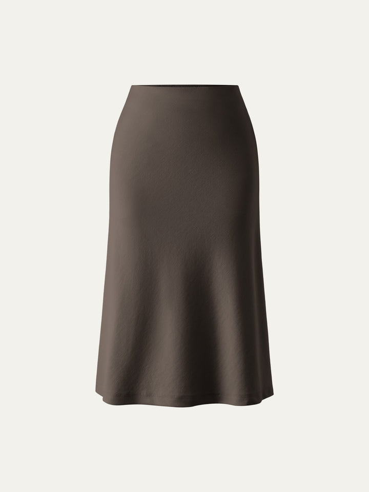 A-line Midi Skirt with Pockets Dark Truffle XS