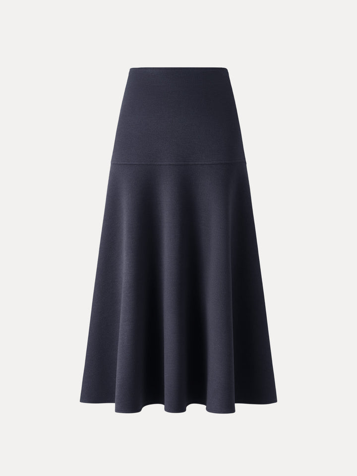 Cashmere-like Flared Maxi Skirt Regular Black Navy
