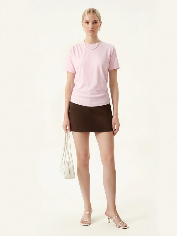 OGLmove Cotton Viscose Round Neck Tucked Summer Tee Powder Pink XS