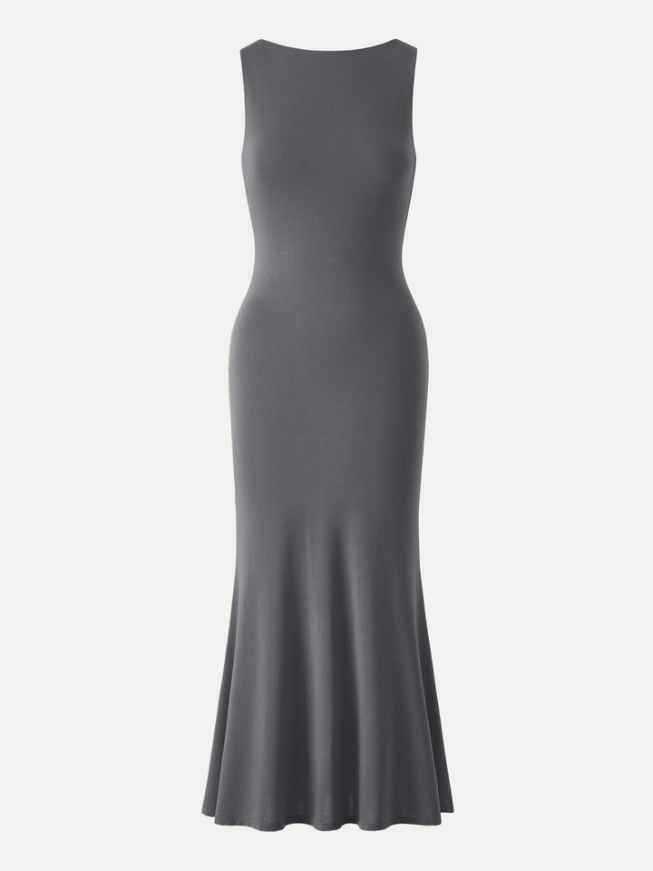 Effortless Boatneck Mermaid Maxi Dress