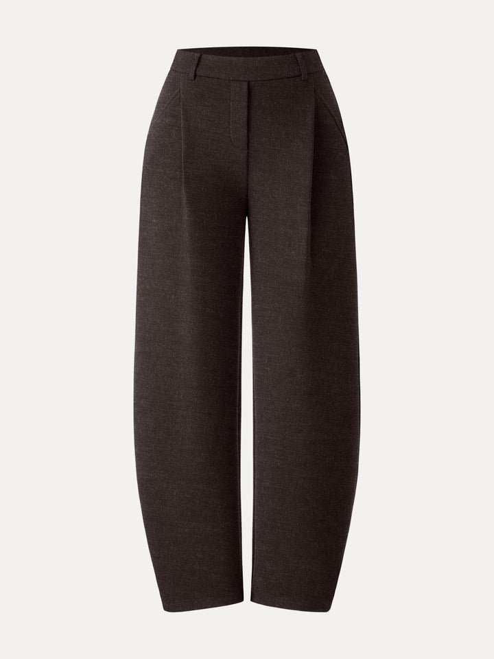 Cozy Knit Mid Rise Barrel Leg Pull-on Pants