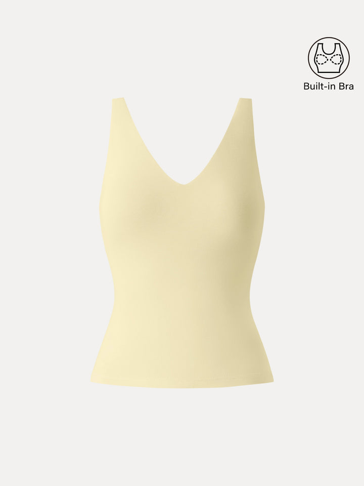 Essential V-neck Sleeveless New Airy Brami Tank Butter Yellow XS