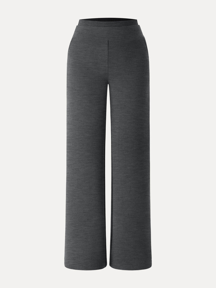 Double Waistband Straight Leg Pants with Pockets