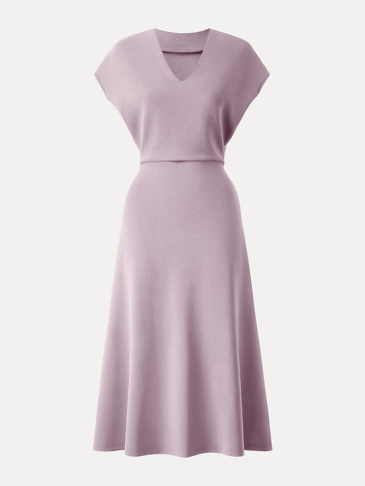 Modal Spacer V-Neck A-line Midi Dress