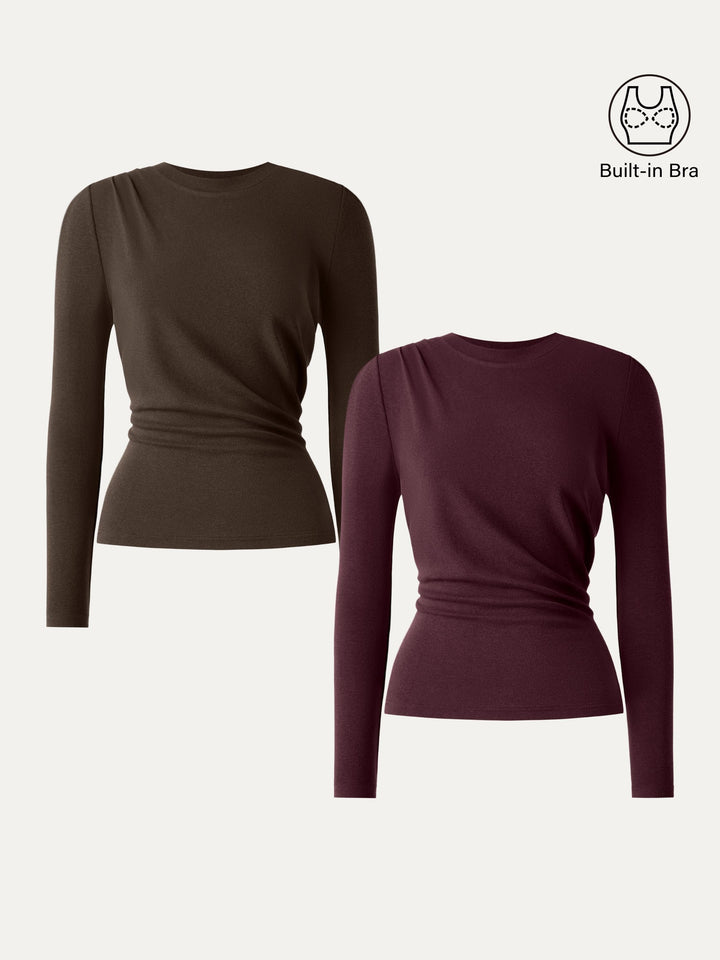 Light Warm Crewneck Tucked Top