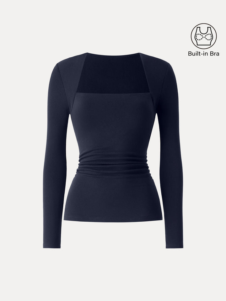 Angular Square Neck Side Ruched Brami Midnight Navy XS
