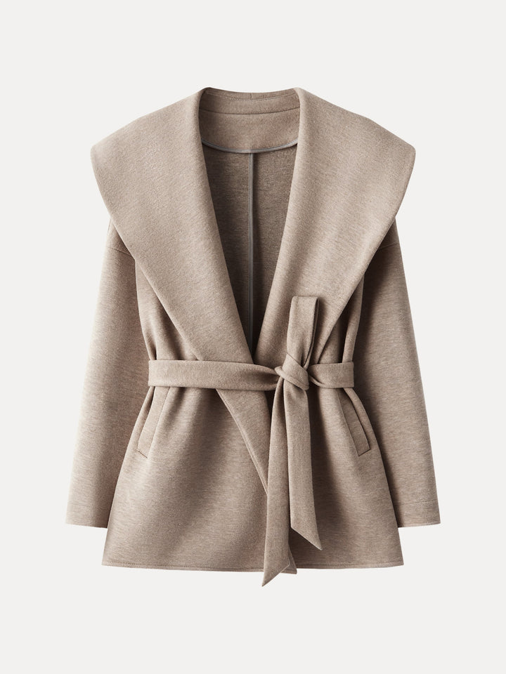 Belted Shawl Collar Robe Jacket with Pockets