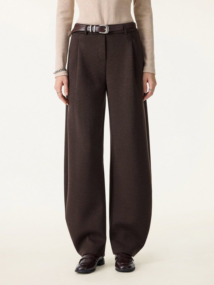 Cozy Knit Mid Rise Barrel Leg Pull-on Pants