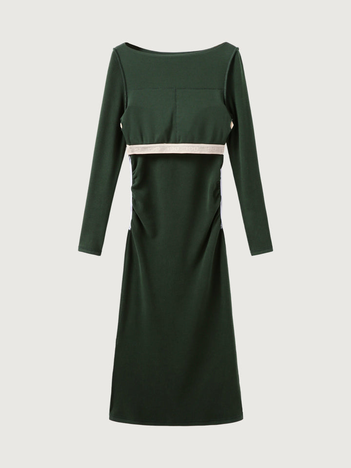 Thermal Boatneck Ruched Sides Brami Midi Dress