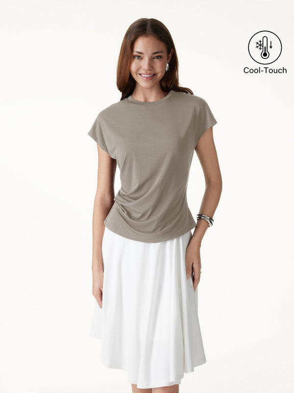 OGLmove Relaxed Round Neck Tucked Cap Sleeve Tee Tapestry Grey XS