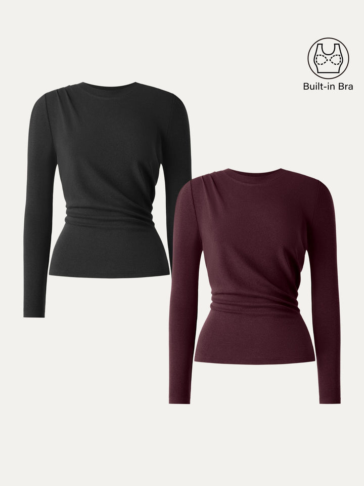 Light Warm Crewneck Tucked Top