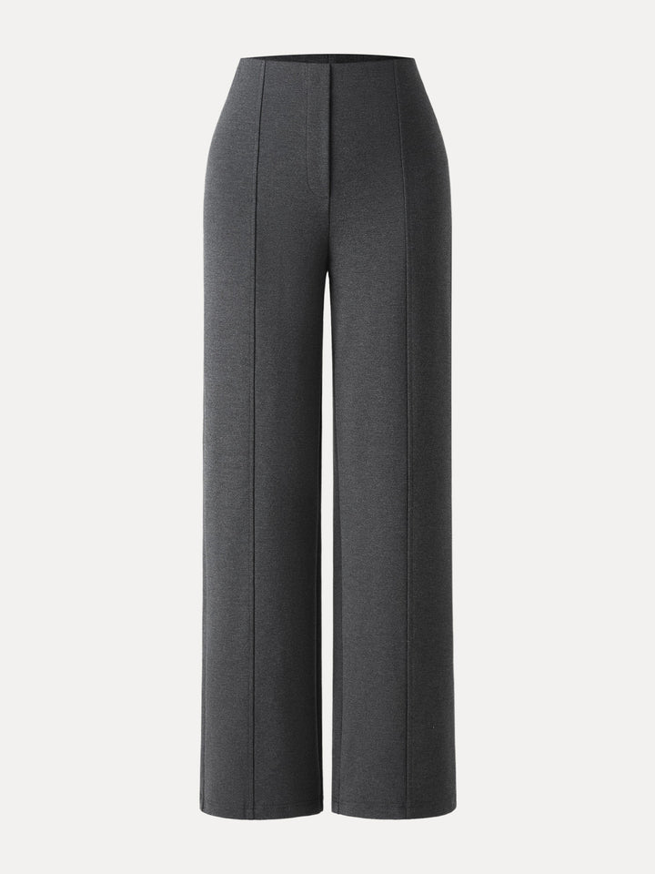 Stretch Ponte High Rise Straight Leg Pants with Pockets