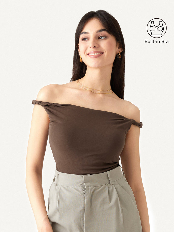 Ronda Brami Top Chocolate Brown XL