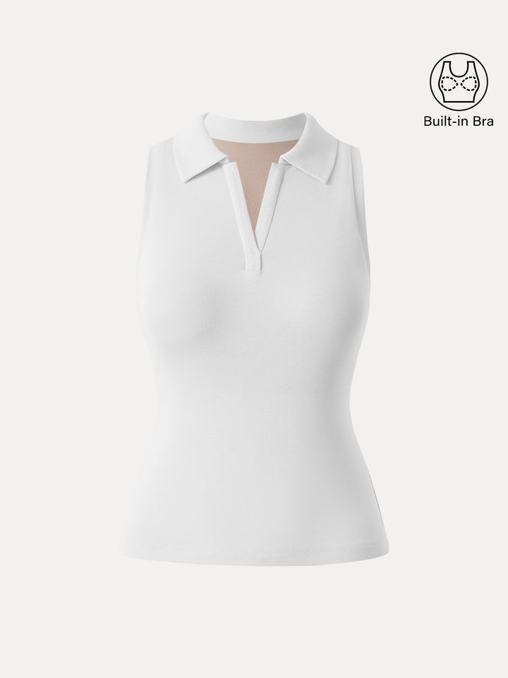 Sandwashed Polo Neck Sleeveless Brami White XS