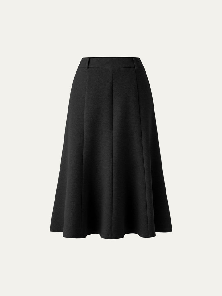 High Waisted Umbrella Hem Midi Skirt Petite Black
