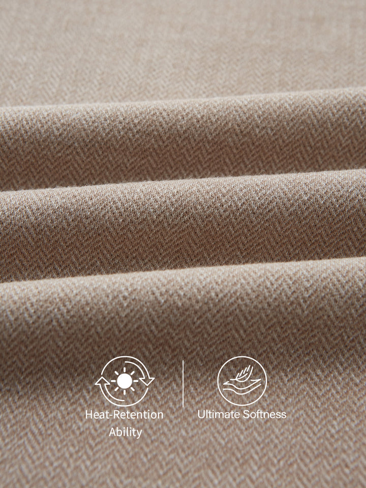 Herringbone Mid Rise Straight Leg Pants with Pockets