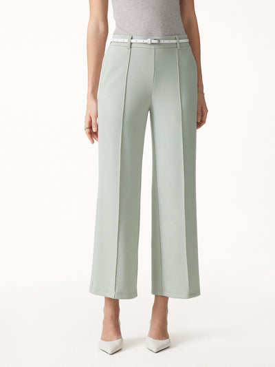 OGLmove Lyocell Spacer Knit Cropped Straight-Leg Pants with Pockets Lily Green XXS