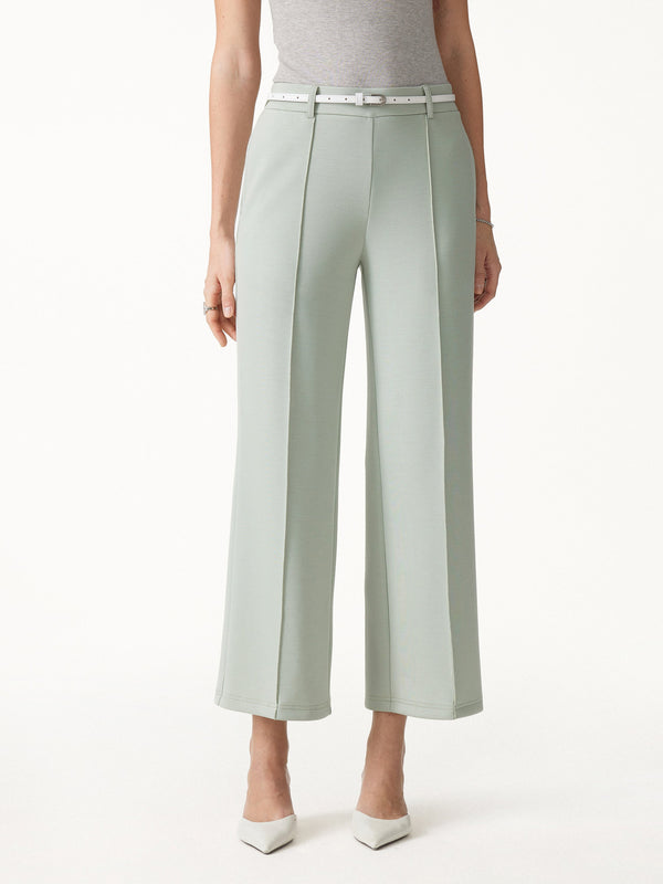 OGLmove Lyocell Spacer Knit Cropped Straight-Leg Pants with Pockets Lily Green XXS