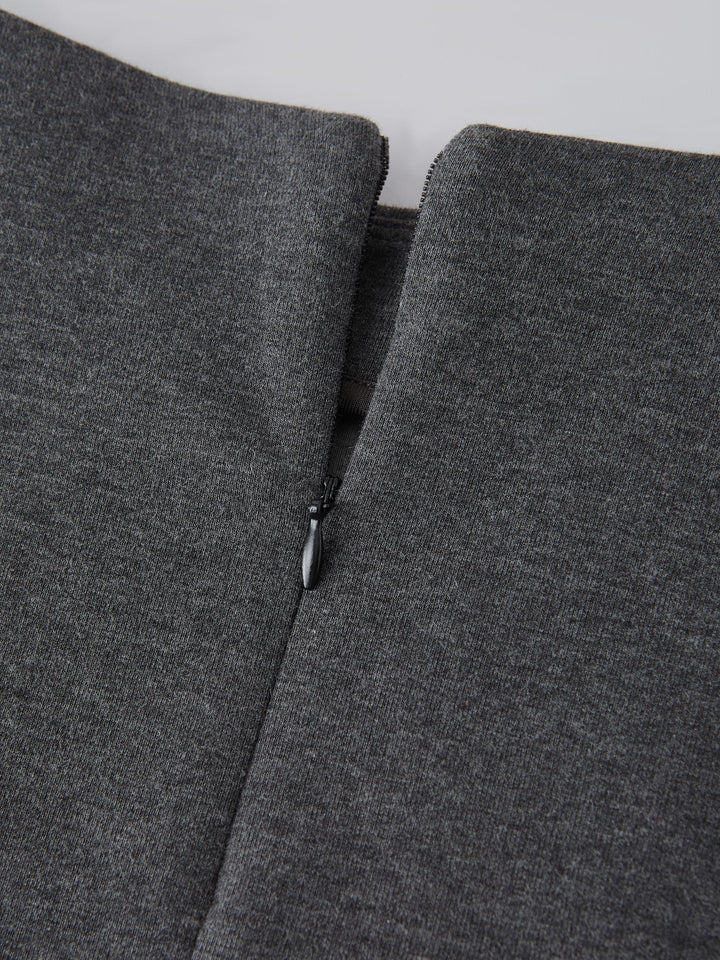 Cozy Warm Tailored Midi Circle Skirt with Pockets