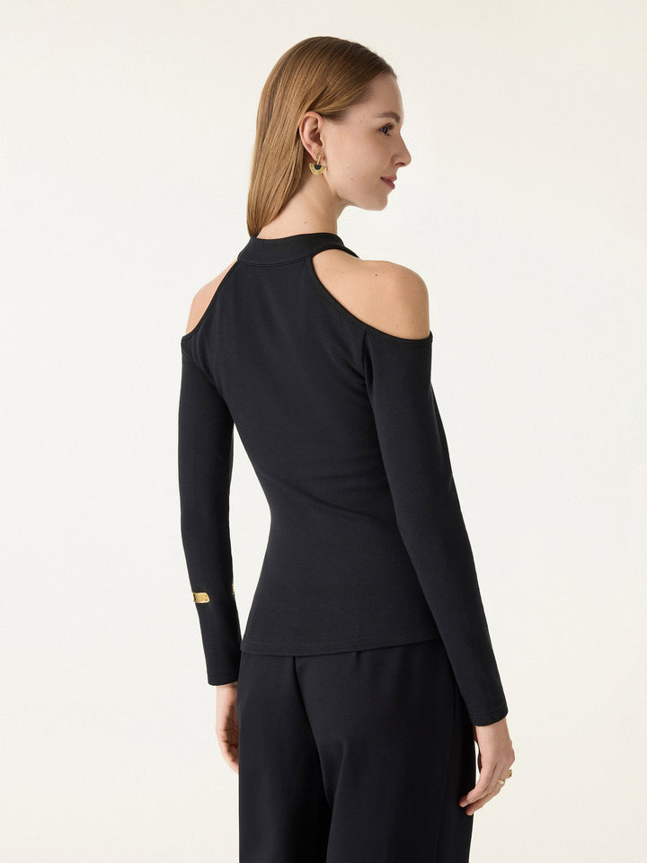 Cutout Shoulder Mandarin Collar Going-out Brami