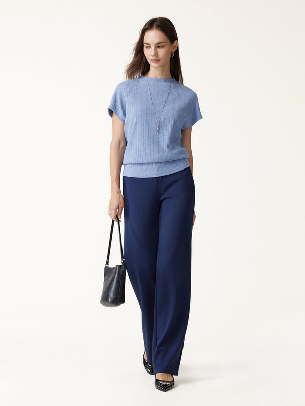 OGLmove Mock Neck Cap Sleeve Banded Hem Top
