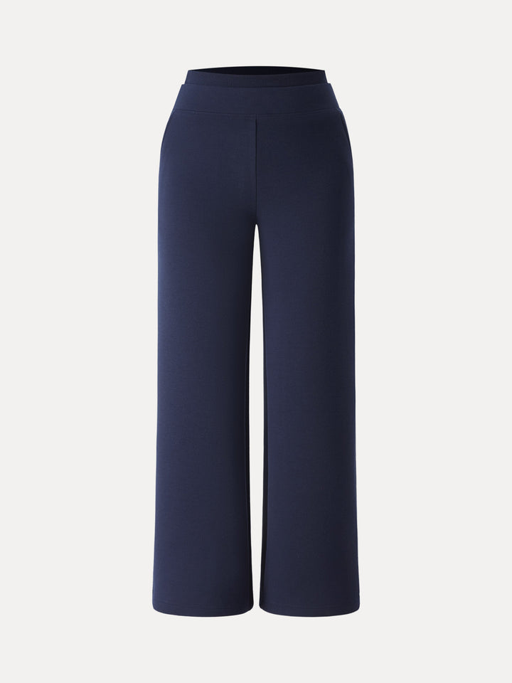 Double Waistband Straight Leg Pants with Pockets