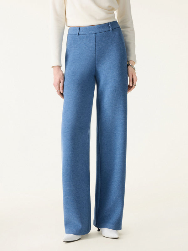 Essential FuzzLuxe Mid Rise Straight Leg Pull-on Pants Regular Heather Rock Blue