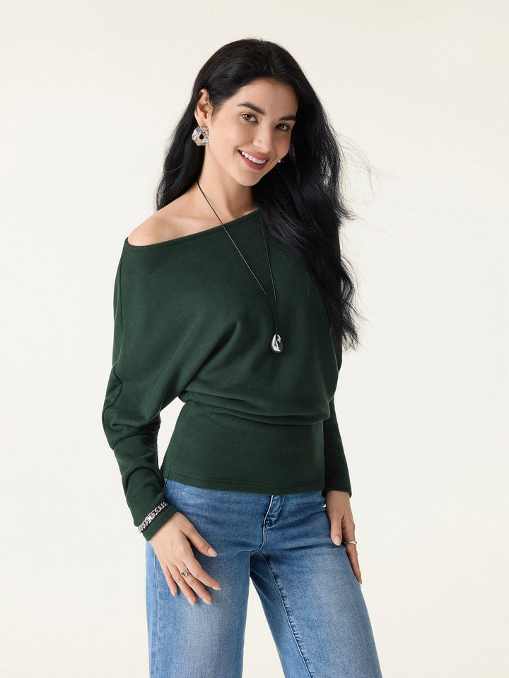 MaxWarm Boatneck Top with Close-Fit Hem Green Night XS