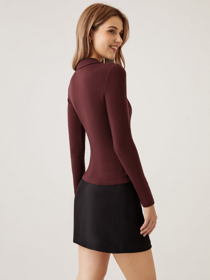 3Pcs Set Collared Surplice Top & Surplice Top & Boatneck Brami Top