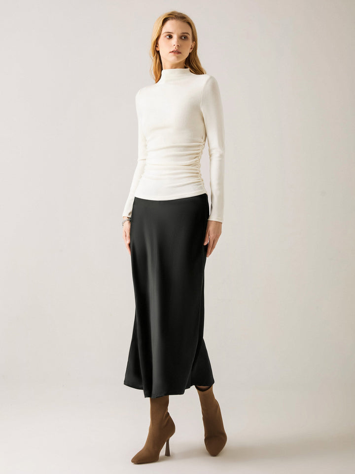 Thermal Ruched Sides Tuckable Mockneck Top