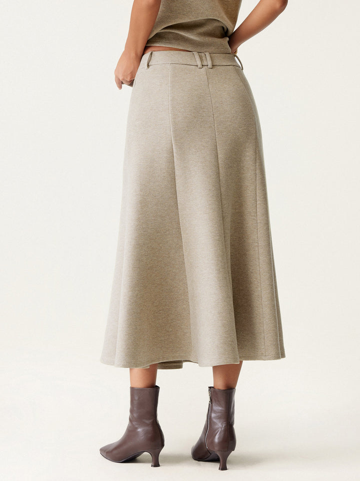 High Waisted Umbrella Hem Midi Skirt