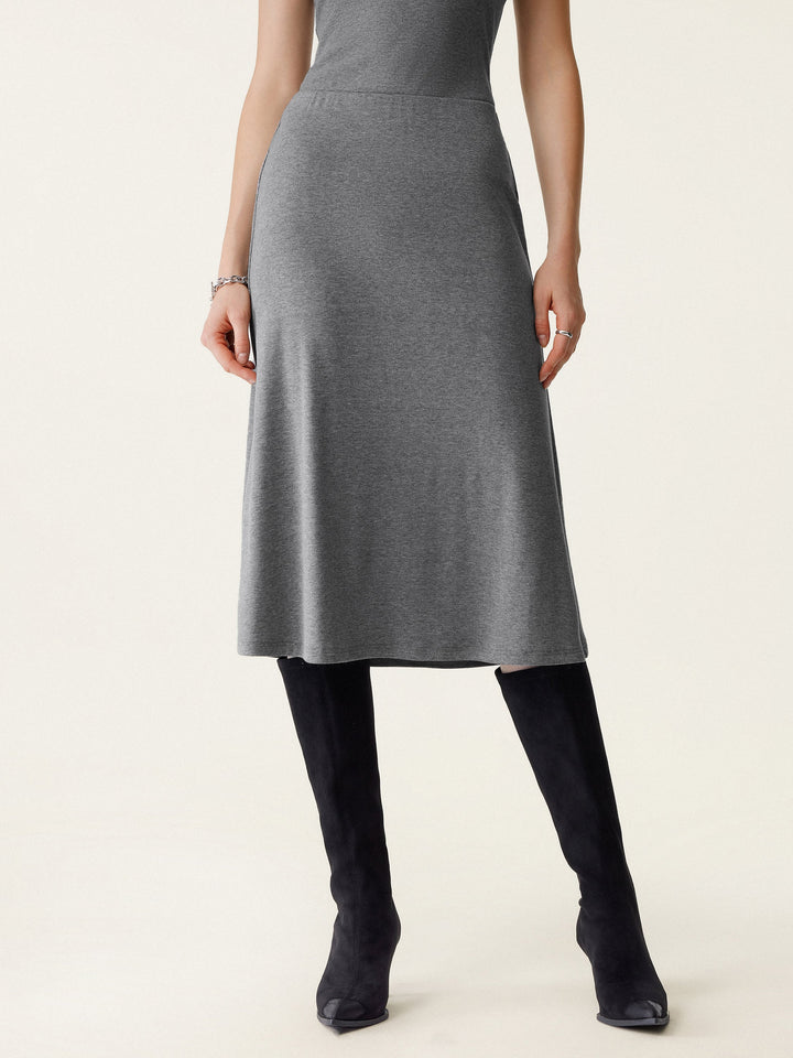 Soft Thermal Pull-On Midi Skirt Heather Carbon L