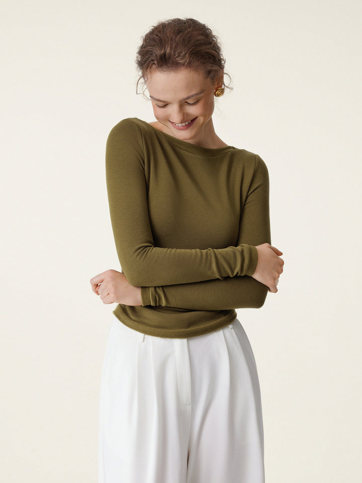 Boatneck Long Sleeve Brami Top