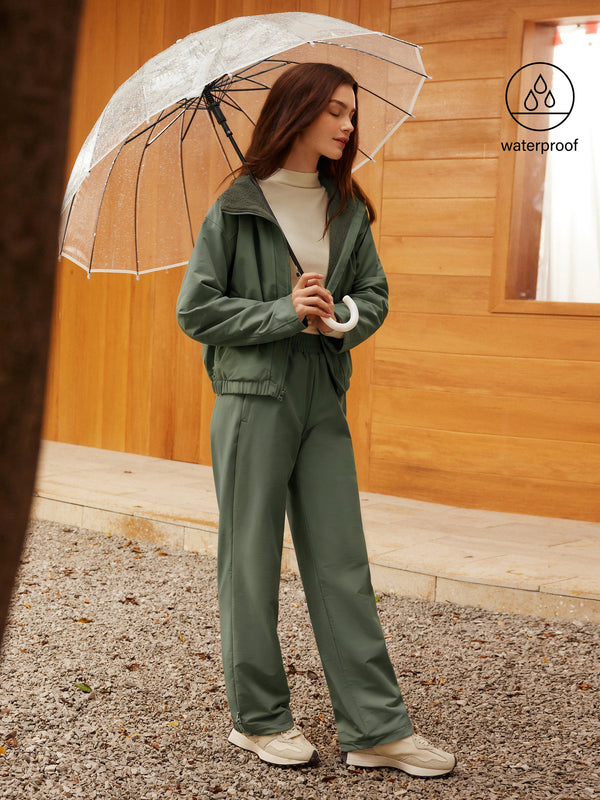 2-teiliges Set aus wendbarer Fleece-Kapuzenjacke & Fleece-gefütterter Hose mit elastischem Bund