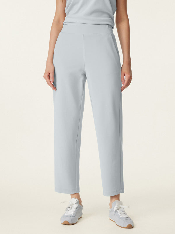 Mid Rise Pull-on Tapered Pants with Pockets Smoke Blue XS